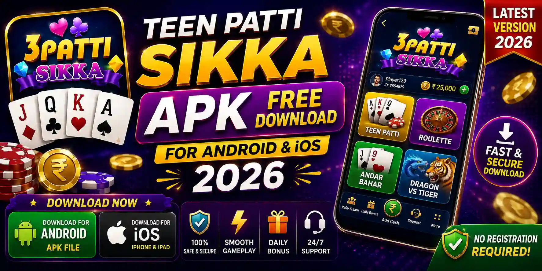 Teen Patti Sikka APK Free Download For Android & iOS 2026